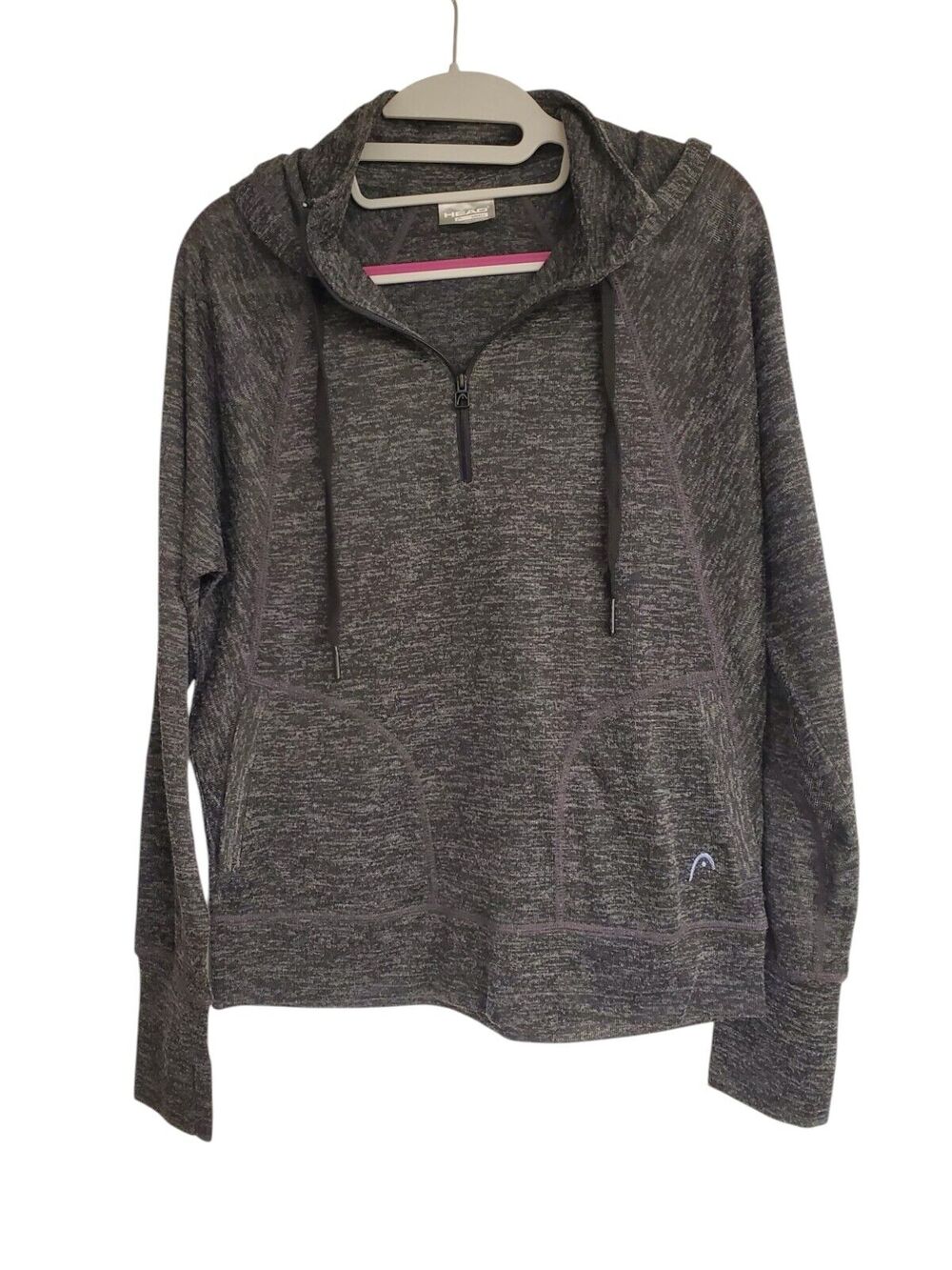 Women's HEAD Lightweight Breathable Gray 1/4 Zip Hoodie with Pockets Size Small